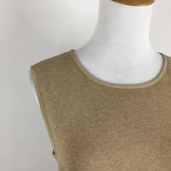 TRINA TURK Beige/Caramel Silk Trim Sleeveless Lined Sheath/Shift Dress - Picture 7 of 8